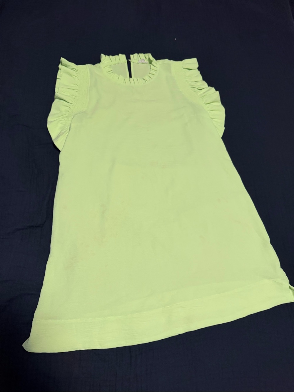 JODIFL Neon Lime Ruffle Neck and Sleeve dress